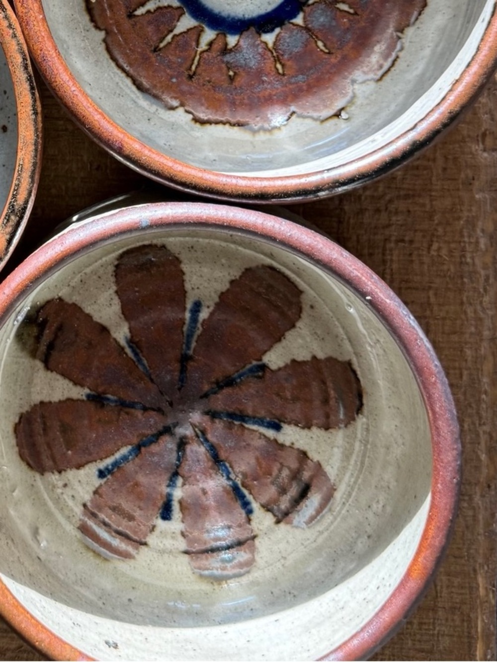 Vintage Studio Pottery Handle Bowls Set of 4 Rustic Boho Artisan Stoneware - Picture 5 of 6